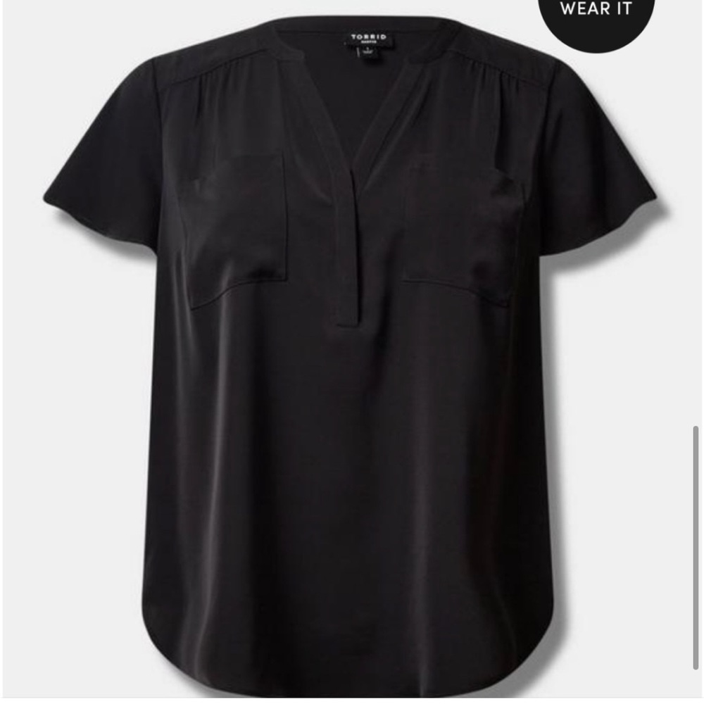 NWT Torrid Harper Studio Crepe Flutter Short Sleeve Blouse plus size 3